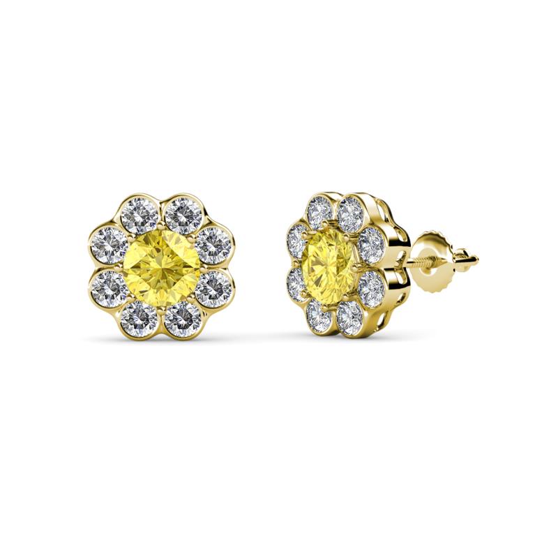 Fleur 2.70 ctw Yellow Sapphire and Lab Grown Diamond Floral Halo Stud Earrings 