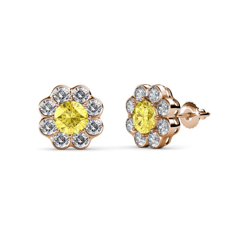 Fleur 2.70 ctw Yellow Sapphire and Lab Grown Diamond Floral Halo Stud Earrings 