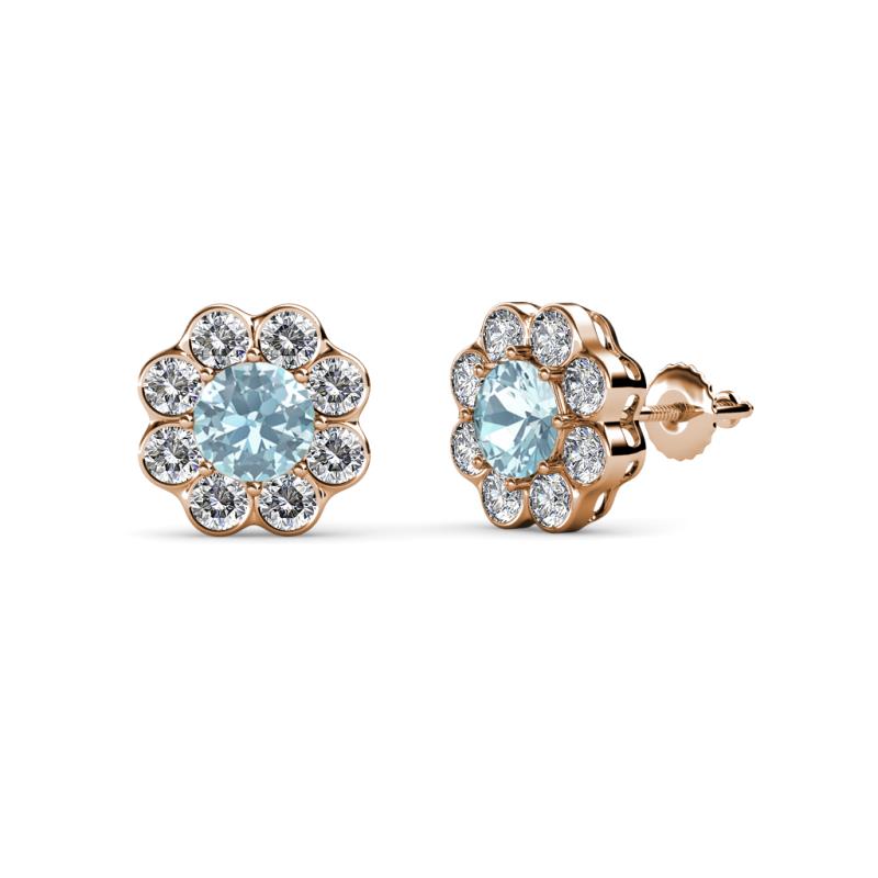 Fleur 2.24 ctw Aquamarine and Lab Grown Diamond Floral Halo Stud Earrings 