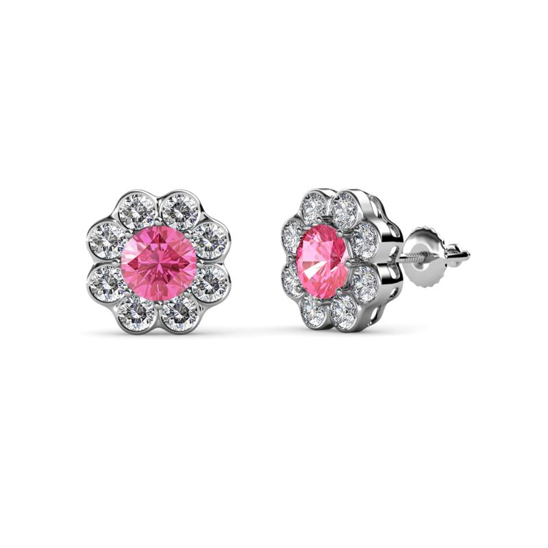 Fleur 2.24 ctw Pink Tourmaline and Lab Grown Diamond Floral Halo Stud Earrings 