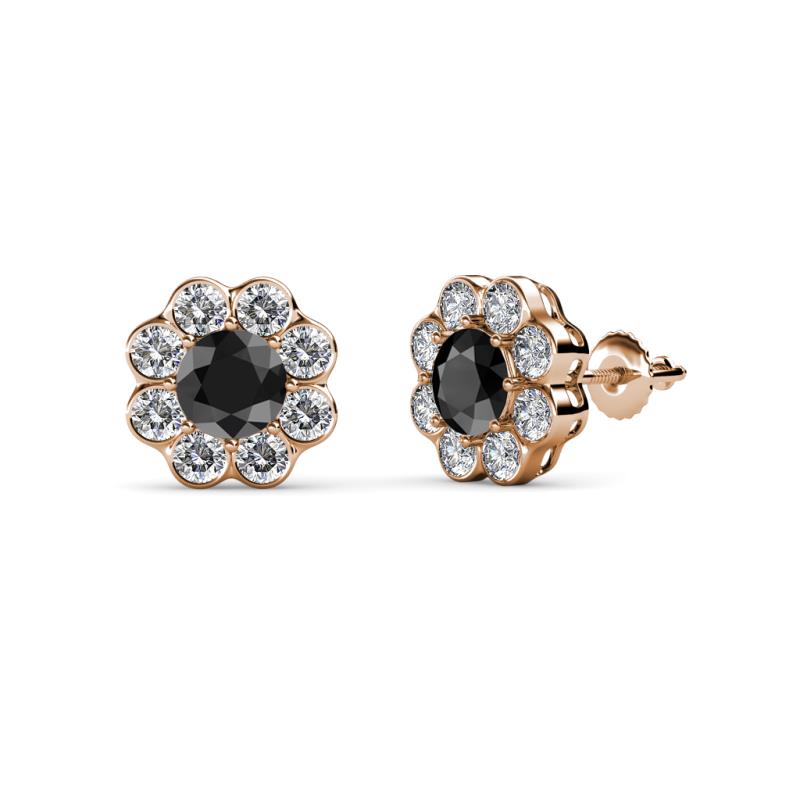 Fleur 2.80 ctw Black Diamond and Lab Grown Diamond Floral Halo Stud Earrings 