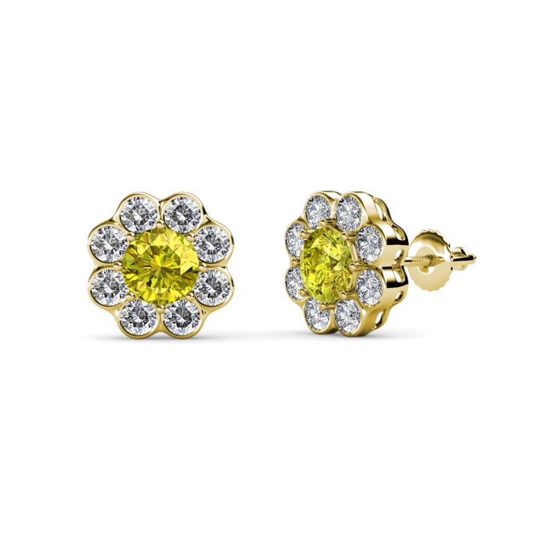 Fleur 2.40 ctw Yellow Diamond and Lab Grown Diamond Floral Halo Stud Earrings 