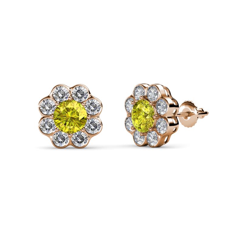 Fleur 2.40 ctw Yellow Diamond and Lab Grown Diamond Floral Halo Stud Earrings 