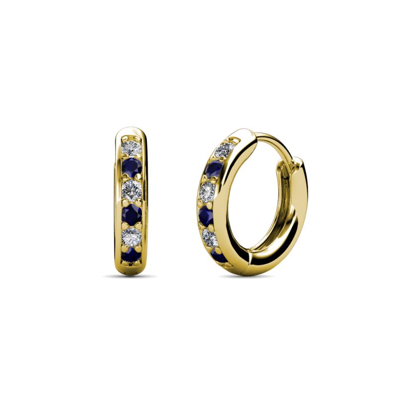 Cianna 1.80mm (0.31 ctw) Petite Blue Sapphire and Diamond Hoop Earrings 
