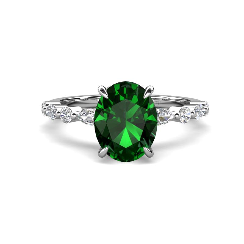 Laila 2.40 ctw Emerald Oval Shape (9x7 mm) Hidden Halo Engagement Ring 