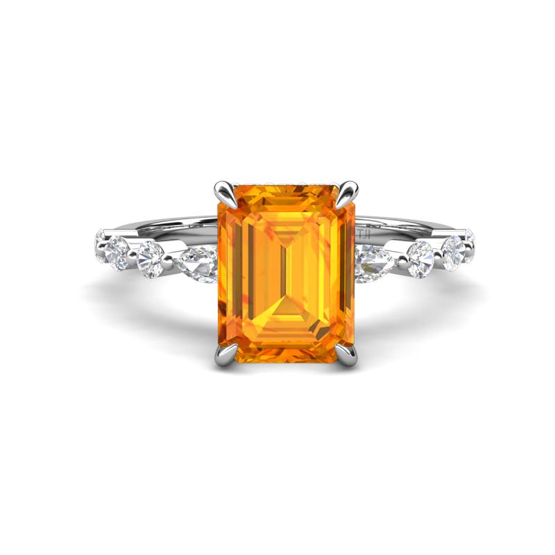 Laila 2.73 ctw Citrine Emerald Shape (9x7 mm) Hidden Halo Engagement Ring 