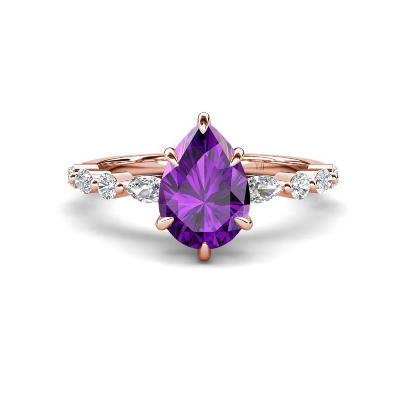 Laila 1.69 ctw Amethyst Pear Shape (9x6 mm) Hidden Halo Engagement Ring 