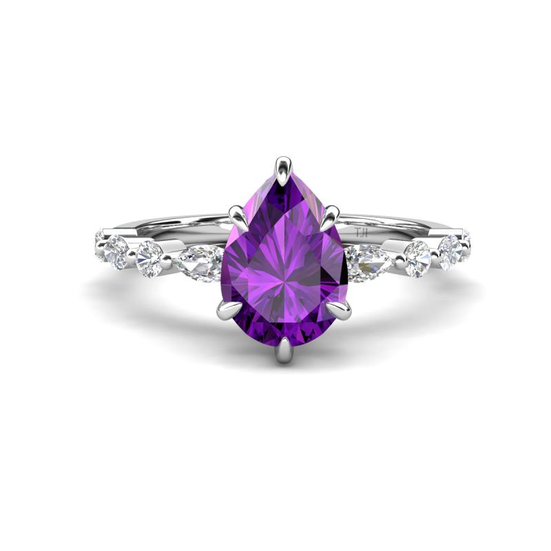 Laila 1.69 ctw Amethyst Pear Shape (9x6 mm) Hidden Halo Engagement Ring 