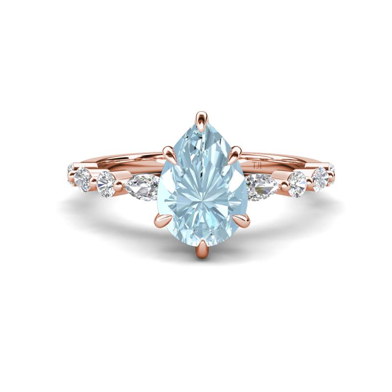 Laila 1.74 ctw Aquamarine Pear Shape (9x6 mm) Hidden Halo Engagement Ring 