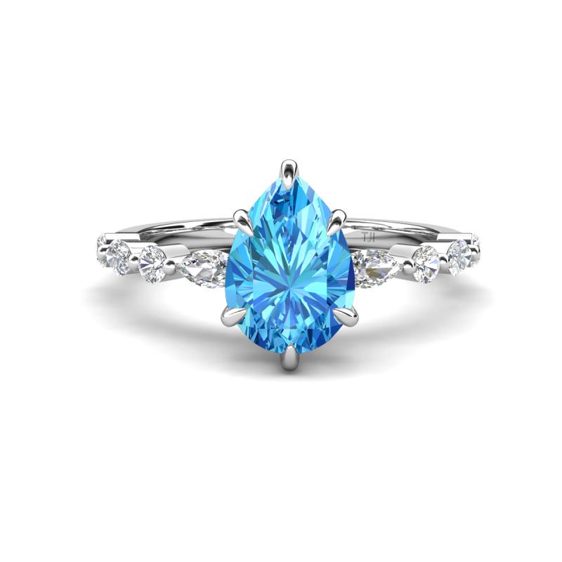 Laila 2.19 ctw Blue Topaz Pear Shape (9x6 mm) Hidden Halo Engagement Ring 