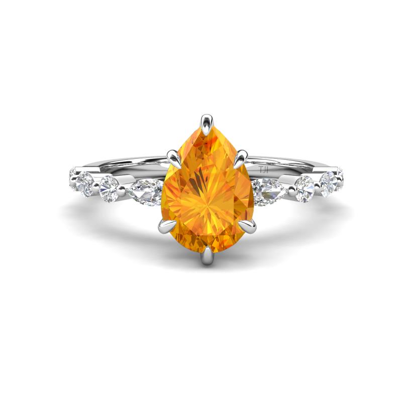 Laila 1.74 ctw Citrine Pear Shape (9x6 mm) Hidden Halo Engagement Ring 