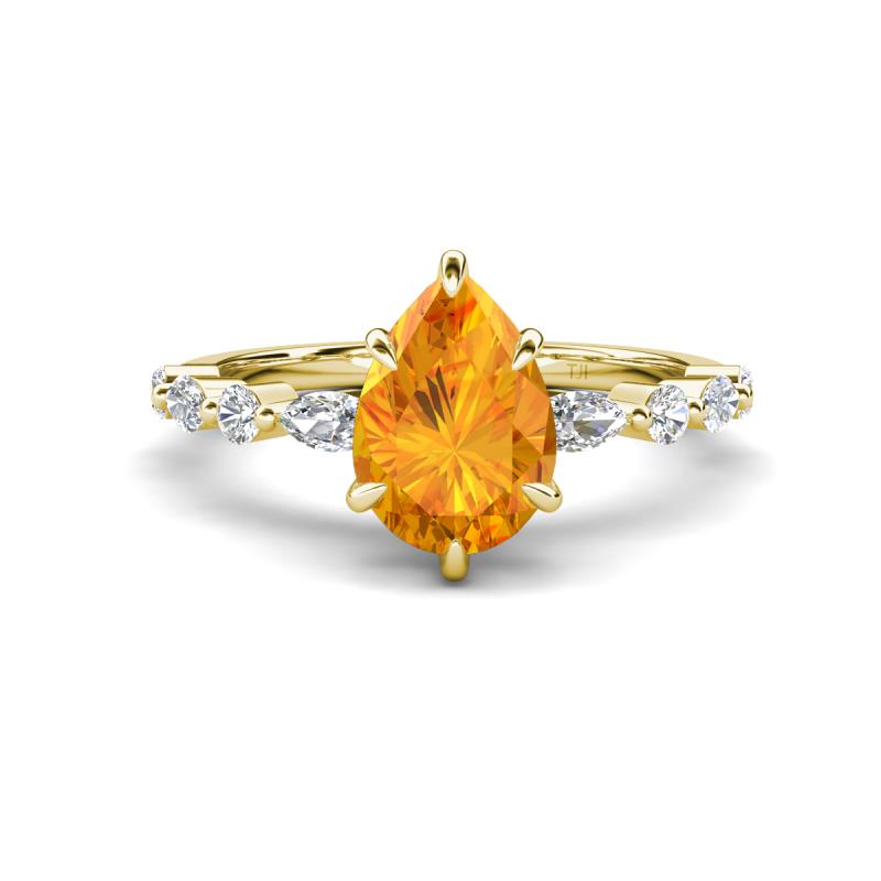 Laila 1.74 ctw Citrine Pear Shape (9x6 mm) Hidden Halo Engagement Ring 