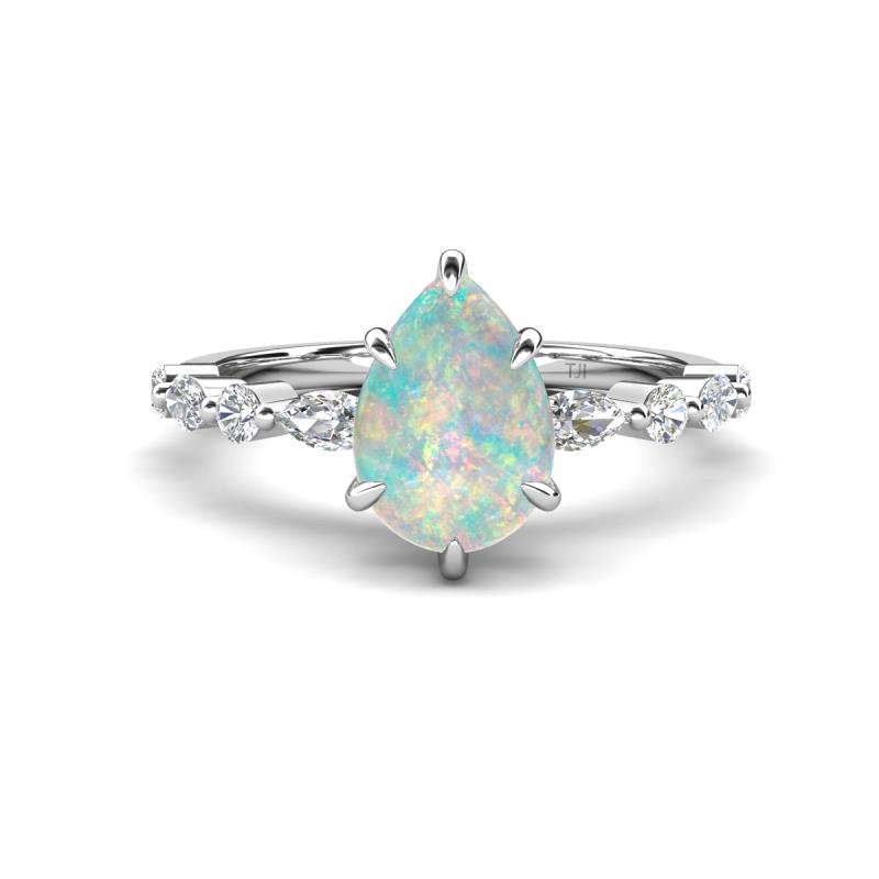 Laila 1.21 ctw Opal Pear Shape (9x6 mm) Hidden Halo Engagement Ring 