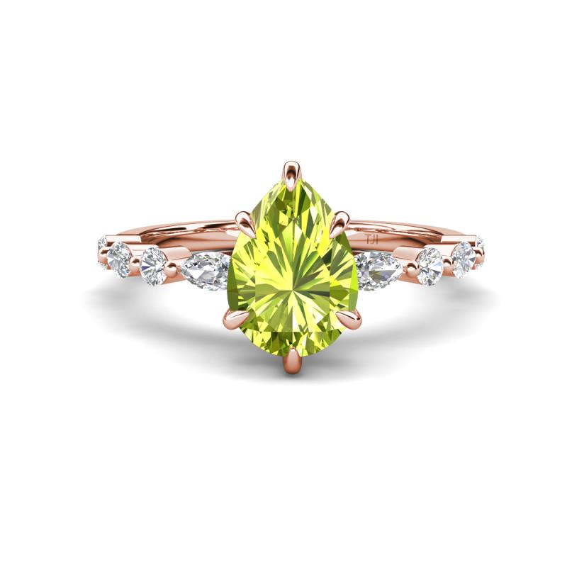 Laila 2.04 ctw Peridot Pear Shape (9x6 mm) Hidden Halo Engagement Ring 