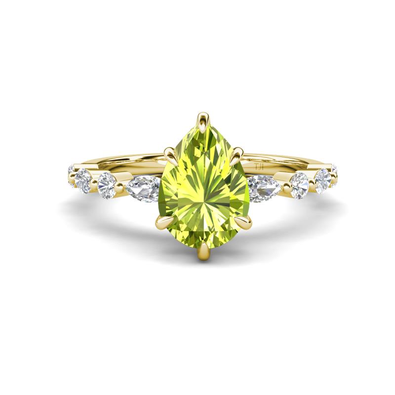 Laila 2.04 ctw Peridot Pear Shape (9x6 mm) Hidden Halo Engagement Ring 