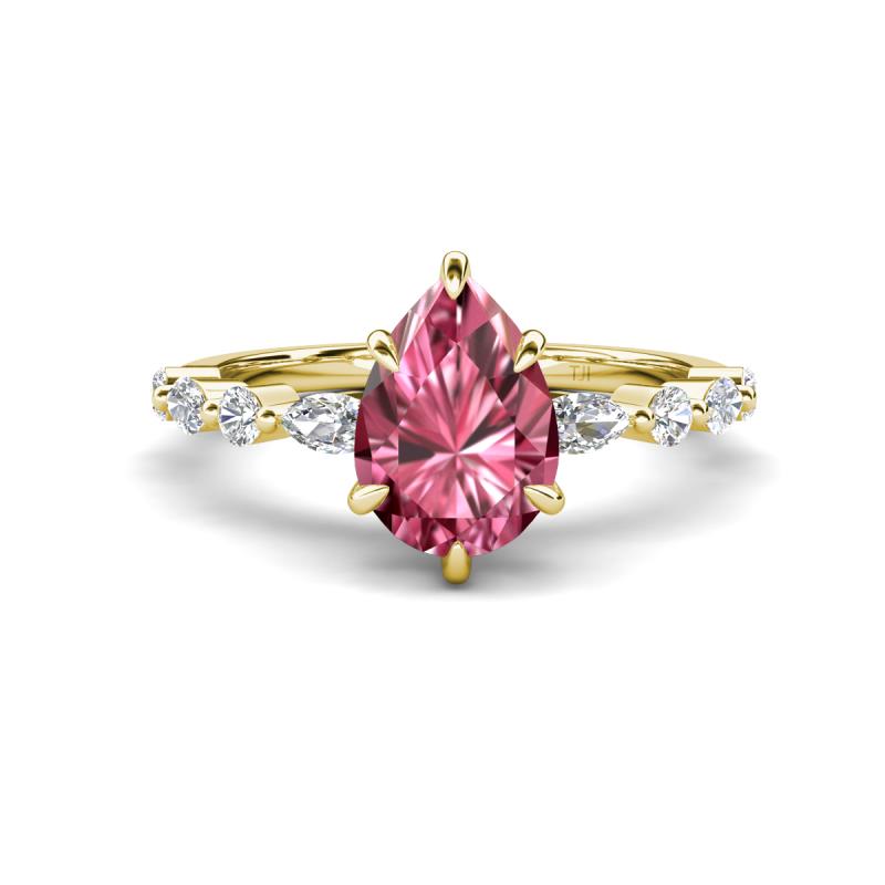 Laila 2.04 ctw Pink Tourmaline Pear Shape (9x6 mm) Hidden Halo Engagement Ring 