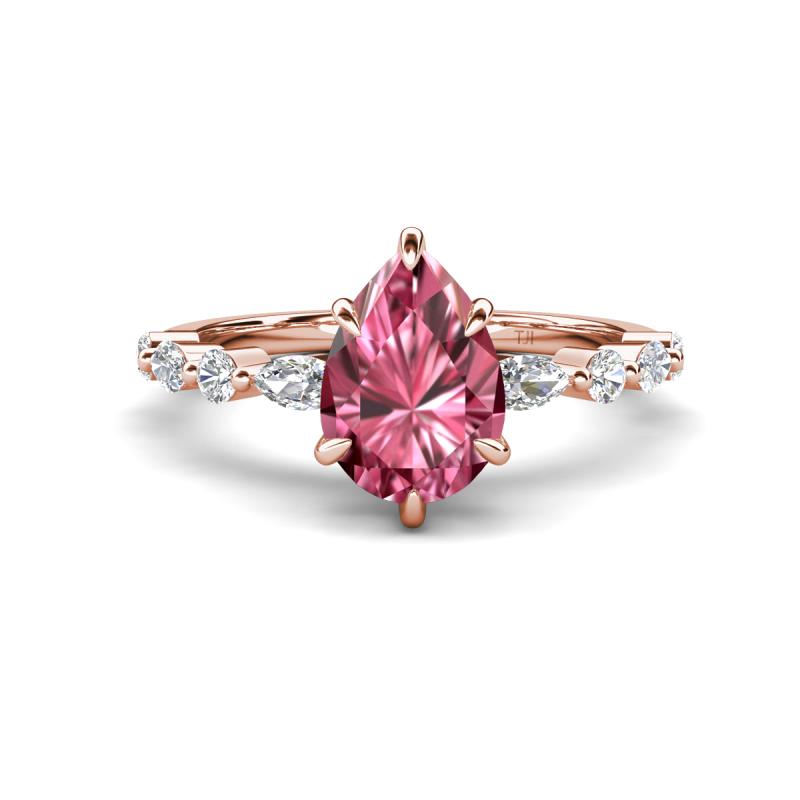 Laila 2.04 ctw Pink Tourmaline Pear Shape (9x6 mm) Hidden Halo Engagement Ring 