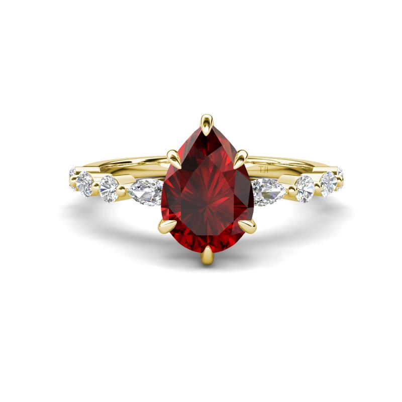 Laila 2.14 ctw Red Garnet Pear Shape (9x6 mm) Hidden Halo Engagement Ring 