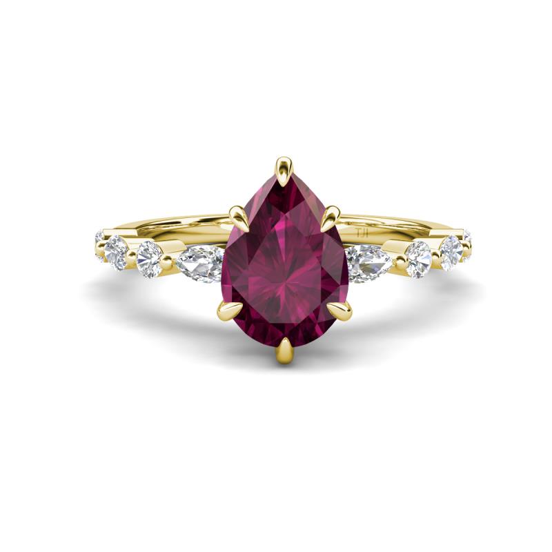 Laila 1.99 ctw Rhodolite Garnet Pear Shape (9x6 mm) Hidden Halo Engagement Ring 