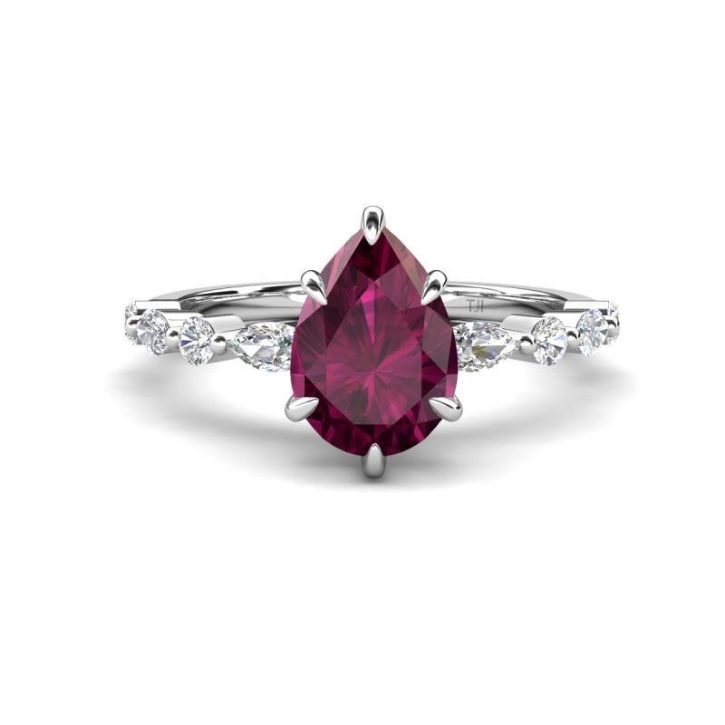 Laila 1.99 ctw Rhodolite Garnet Pear Shape (9x6 mm) Hidden Halo Engagement Ring 