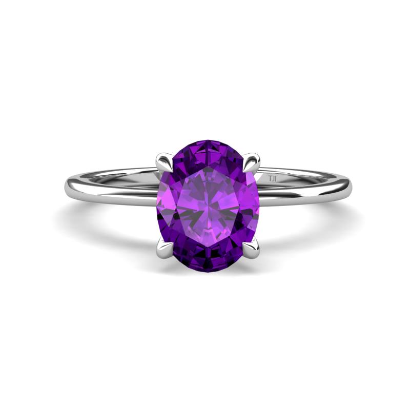 Morgan 1.83 ctw Oval Shape Amethyst (9x7 mm) with Prong Studded Diamond Solitaire Plus Engagement Ring 