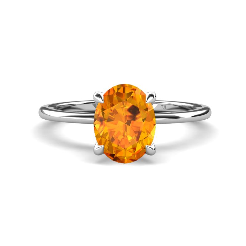 Morgan 1.83 ctw Oval Shape Citrine (9x7 mm) with Prong Studded Diamond Solitaire Plus Engagement Ring 