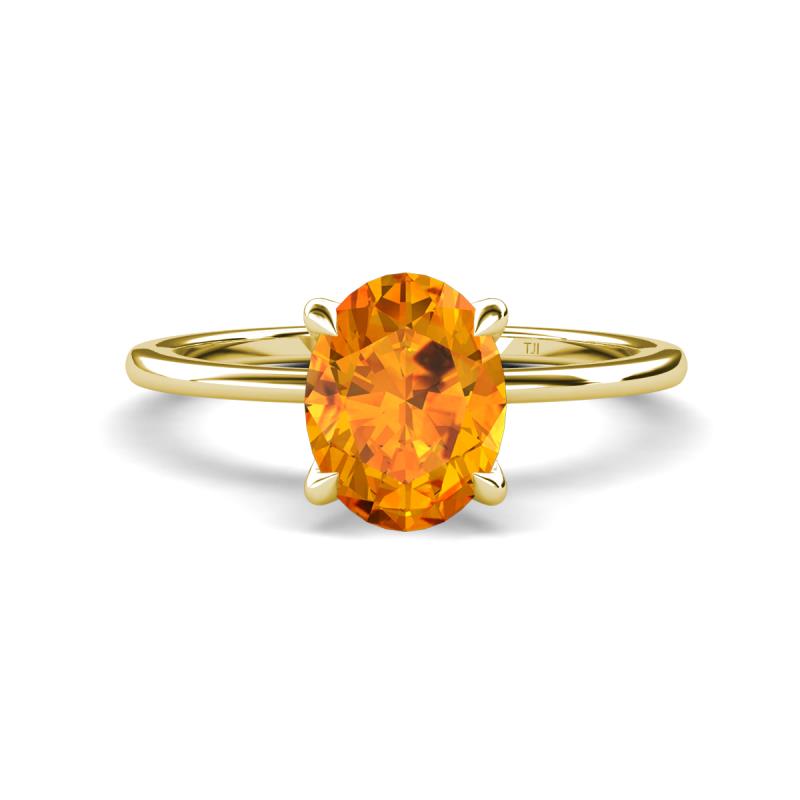 Morgan 1.83 ctw Oval Shape Citrine (9x7 mm) with Prong Studded Diamond Solitaire Plus Engagement Ring 