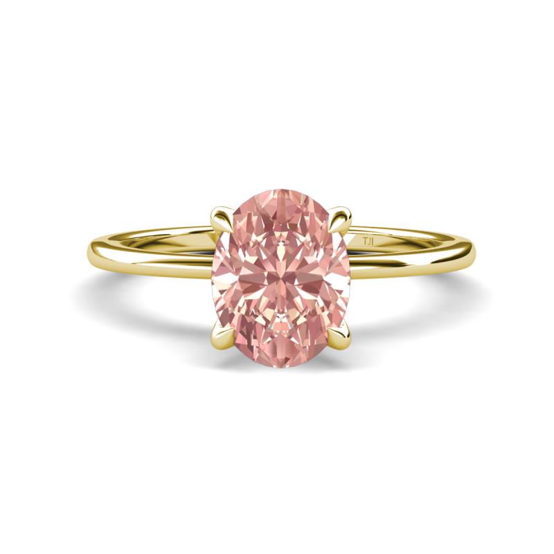 Morgan 1.74 ctw Oval Shape Morganite (9x7 mm) with Prong Studded Diamond Solitaire Plus Engagement Ring 