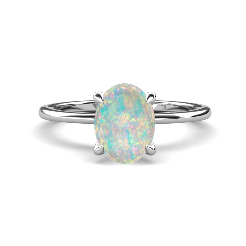 Morgan 1.45 ctw Oval Shape Opal (9x7 mm) with Prong Studded Diamond Solitaire Plus Engagement Ring 