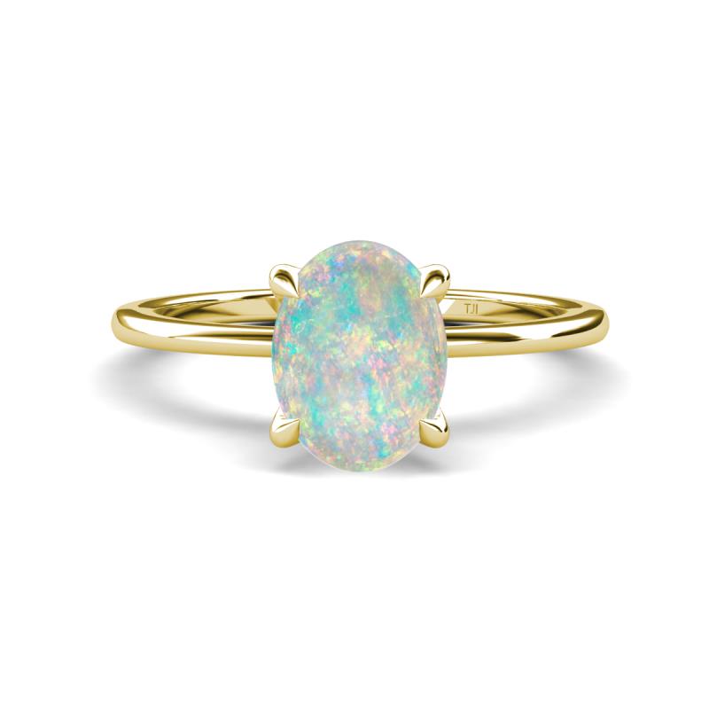 Morgan 1.45 ctw Oval Shape Opal (9x7 mm) with Prong Studded Diamond Solitaire Plus Engagement Ring 