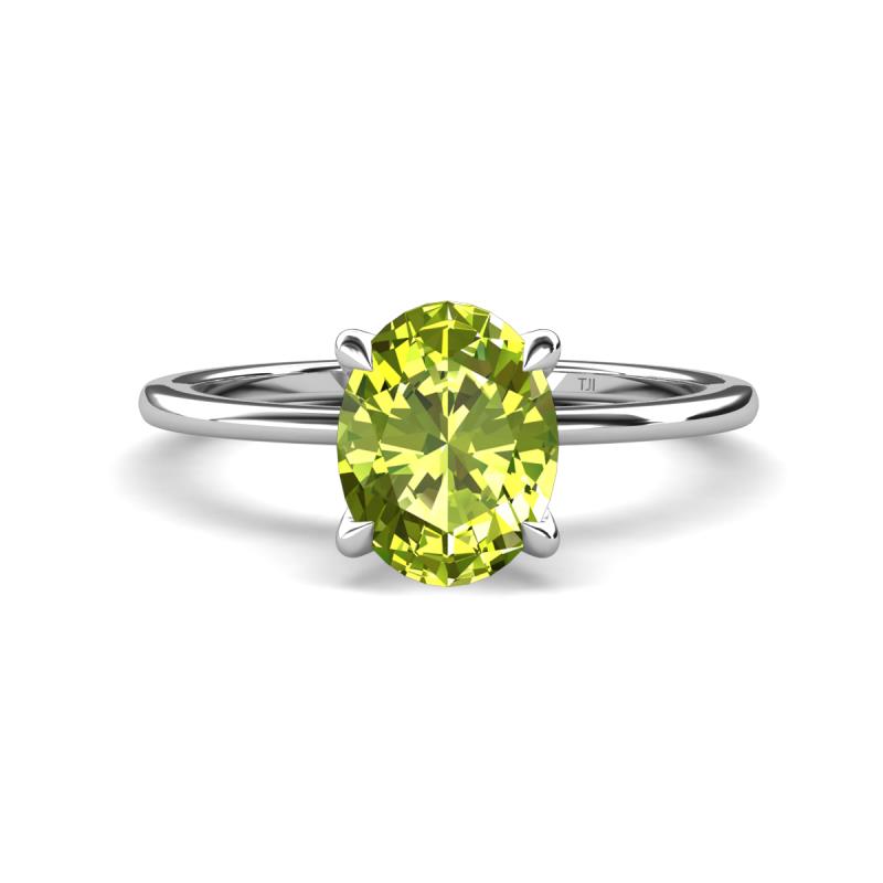 Morgan 2.13 ctw Oval Shape Peridot (9x7 mm) with Prong Studded Diamond Solitaire Plus Engagement Ring 