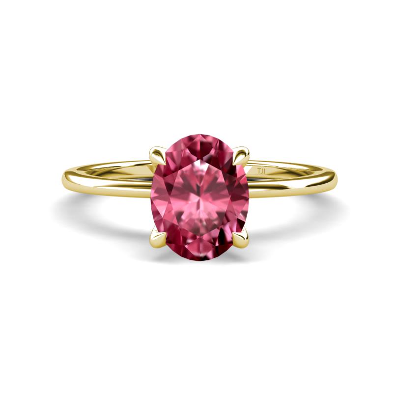 Morgan 2.23 ctw Oval Shape Pink Tourmaline (9x7 mm) with Prong Studded Diamond Solitaire Plus Engagement Ring 