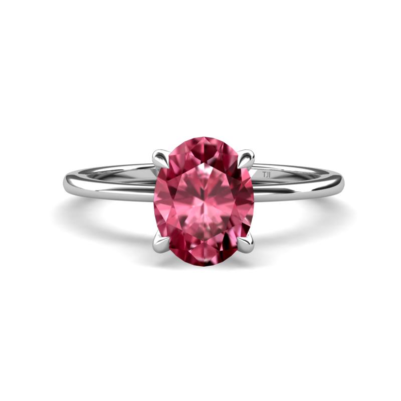 Morgan 2.23 ctw Oval Shape Pink Tourmaline (9x7 mm) with Prong Studded Diamond Solitaire Plus Engagement Ring 