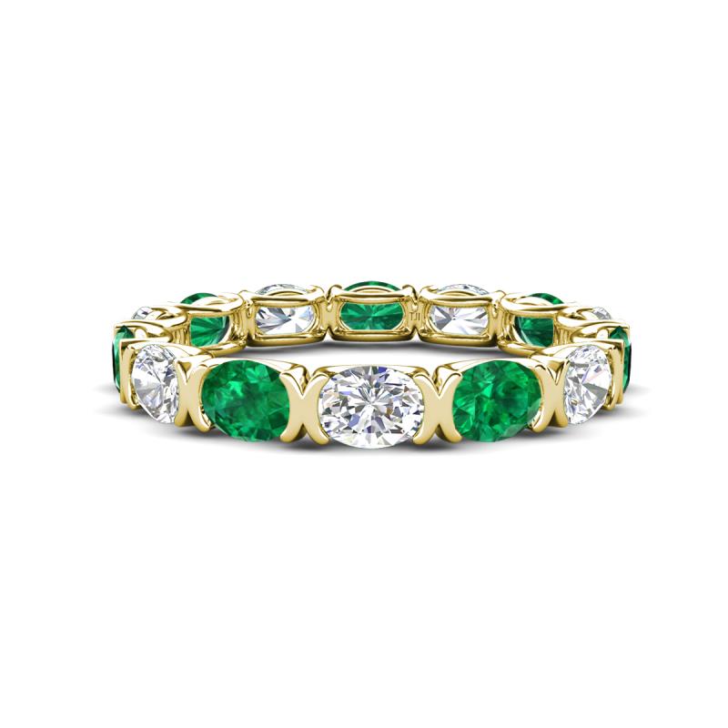 Abigail 2.31 ctw Oval Shape Emerald and Lab Grown Diamond Comfort Fit Eternity Band 