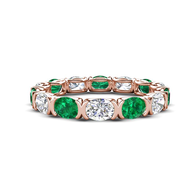 Abigail 2.31 ctw Oval Shape Emerald and Lab Grown Diamond Comfort Fit Eternity Band 