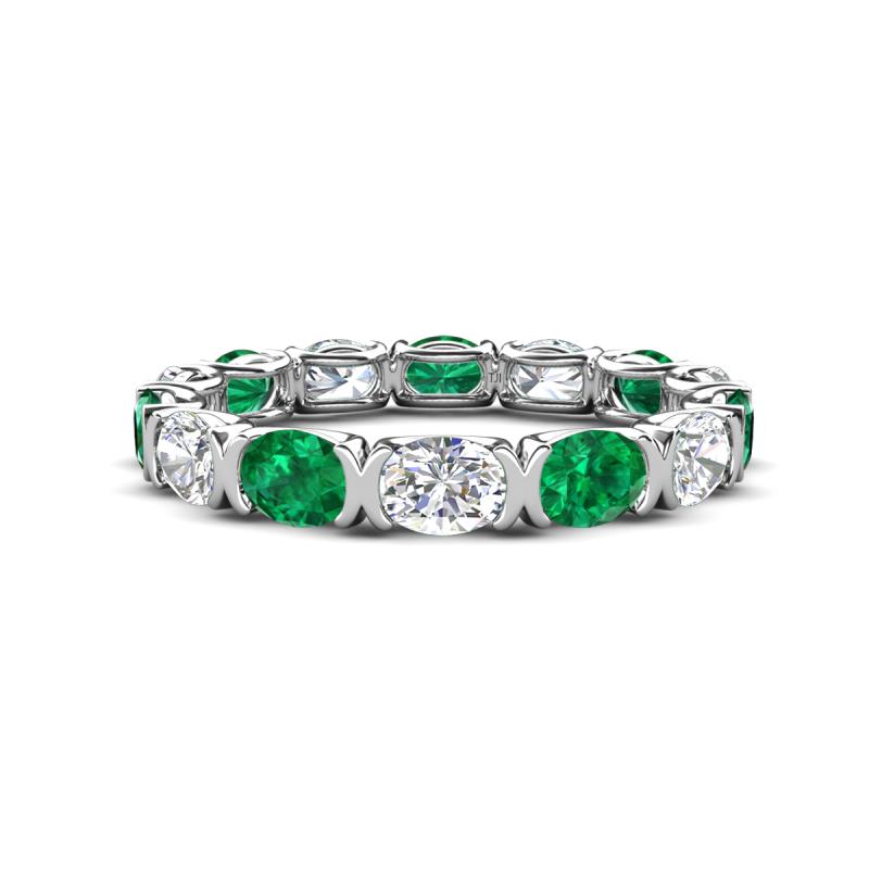 Abigail 2.31 ctw Oval Shape Emerald and Lab Grown Diamond Comfort Fit Eternity Band 