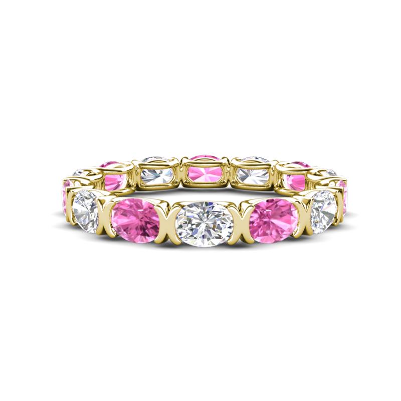 Abigail 2.59 ctw Oval Shape Pink Sapphire and Lab Grown Diamond Comfort Fit Eternity Band 