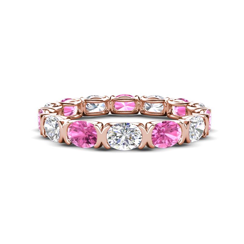 Abigail 2.59 ctw Oval Shape Pink Sapphire and Lab Grown Diamond Comfort Fit Eternity Band 