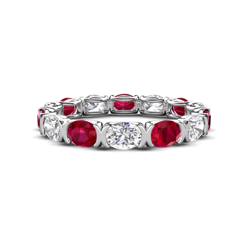 Abigail 2.80 ctw Oval Shape Ruby and Lab Grown Diamond Comfort Fit Eternity Band 