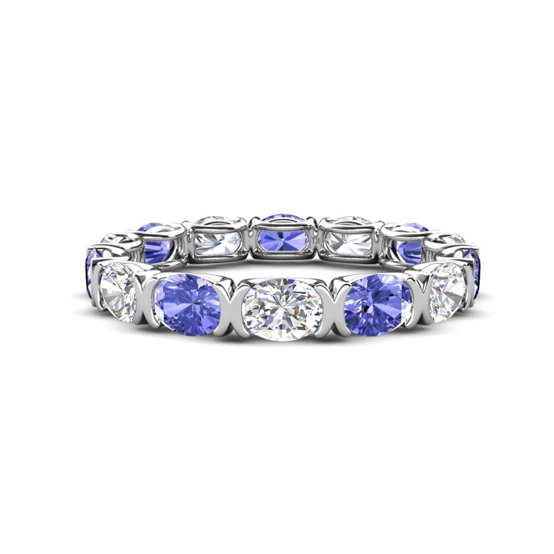 Abigail 2.45 ctw Oval Shape Tanzanite and Lab Grown Diamond Comfort Fit Eternity Band 