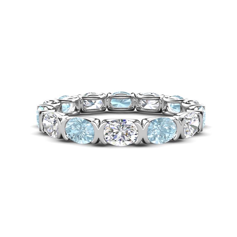 Abigail 2.10 ctw Oval Shape Aquamarine and Lab Grown Diamond Comfort Fit Eternity Band 