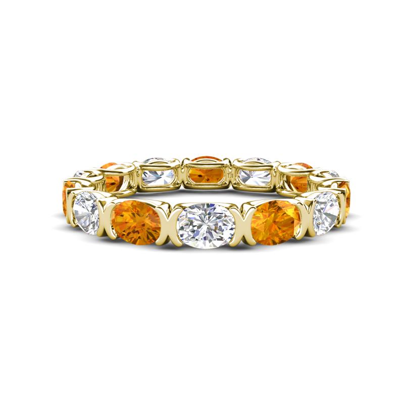 Abigail 2.24 ctw Oval Shape Citrine and Lab Grown Diamond Comfort Fit Eternity Band 