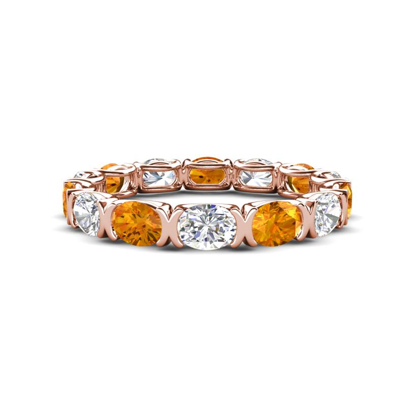 Abigail 2.24 ctw Oval Shape Citrine and Lab Grown Diamond Comfort Fit Eternity Band 