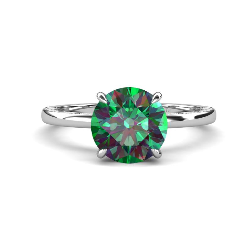 Lucia 2.41 ctw Created Alexandrite (8 mm) Hidden Halo accented Natural Diamond Engagement Ring  