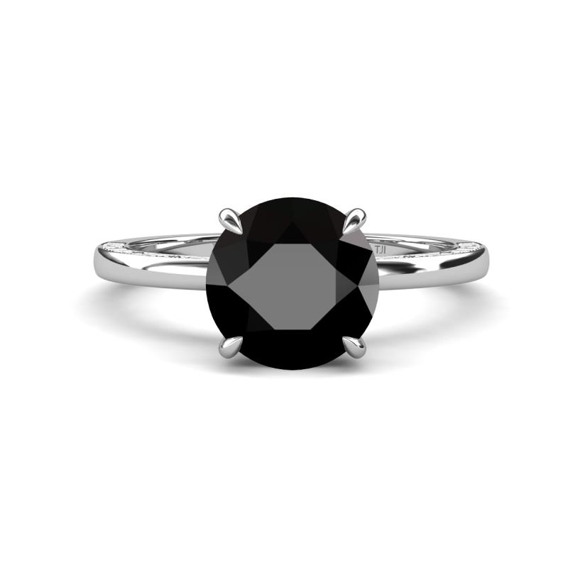 Lucia 3.16 ctw Black Diamond (8 mm) Hidden Halo accented Natural Diamond Engagement Ring  