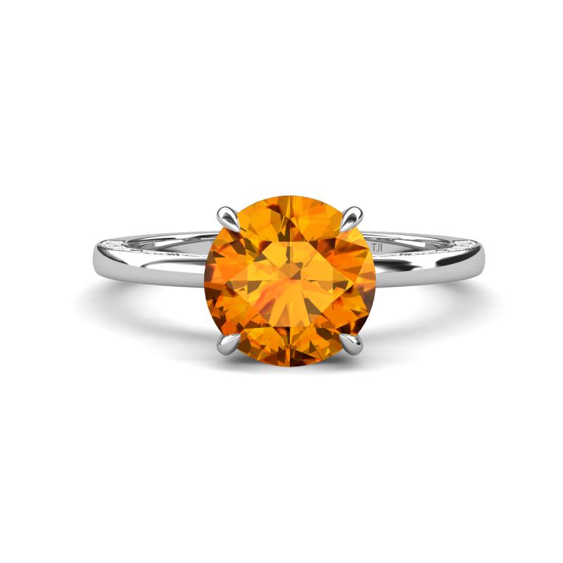 Lucia 2.06 ctw Citrine (8 mm) Hidden Halo accented Natural Diamond Engagement Ring  