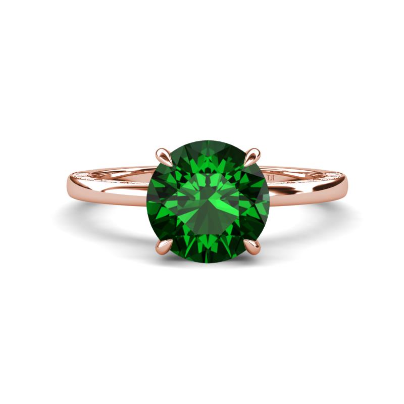 Lucia 1.91 ctw Created Emerald (8 mm) Hidden Halo accented Natural Diamond Engagement Ring  