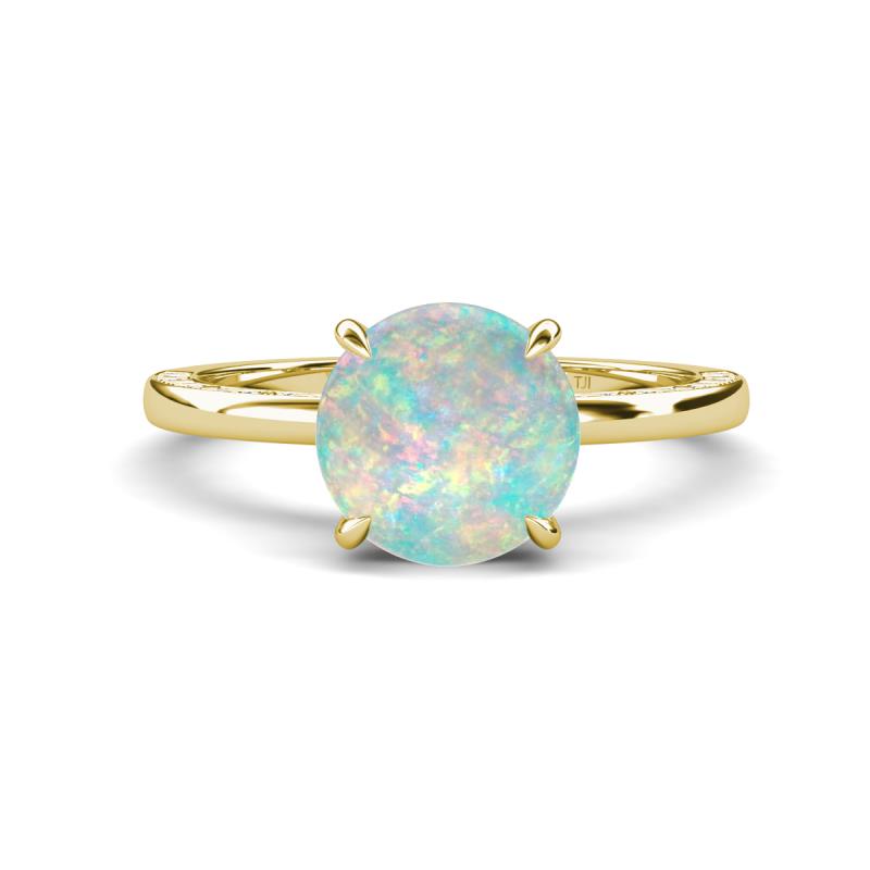 Lucia 1.56 ctw Opal (8 mm) Hidden Halo accented Natural Diamond Engagement Ring  