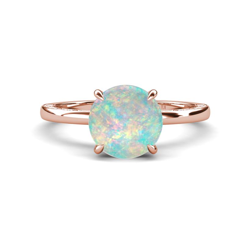 Lucia 1.56 ctw Opal (8 mm) Hidden Halo accented Natural Diamond Engagement Ring  