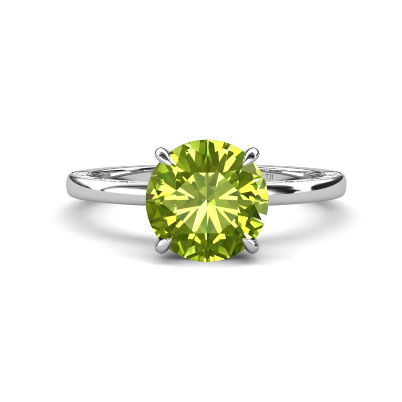 Lucia 1.96 ctw Peridot (8 mm) Hidden Halo accented Natural Diamond Engagement Ring  